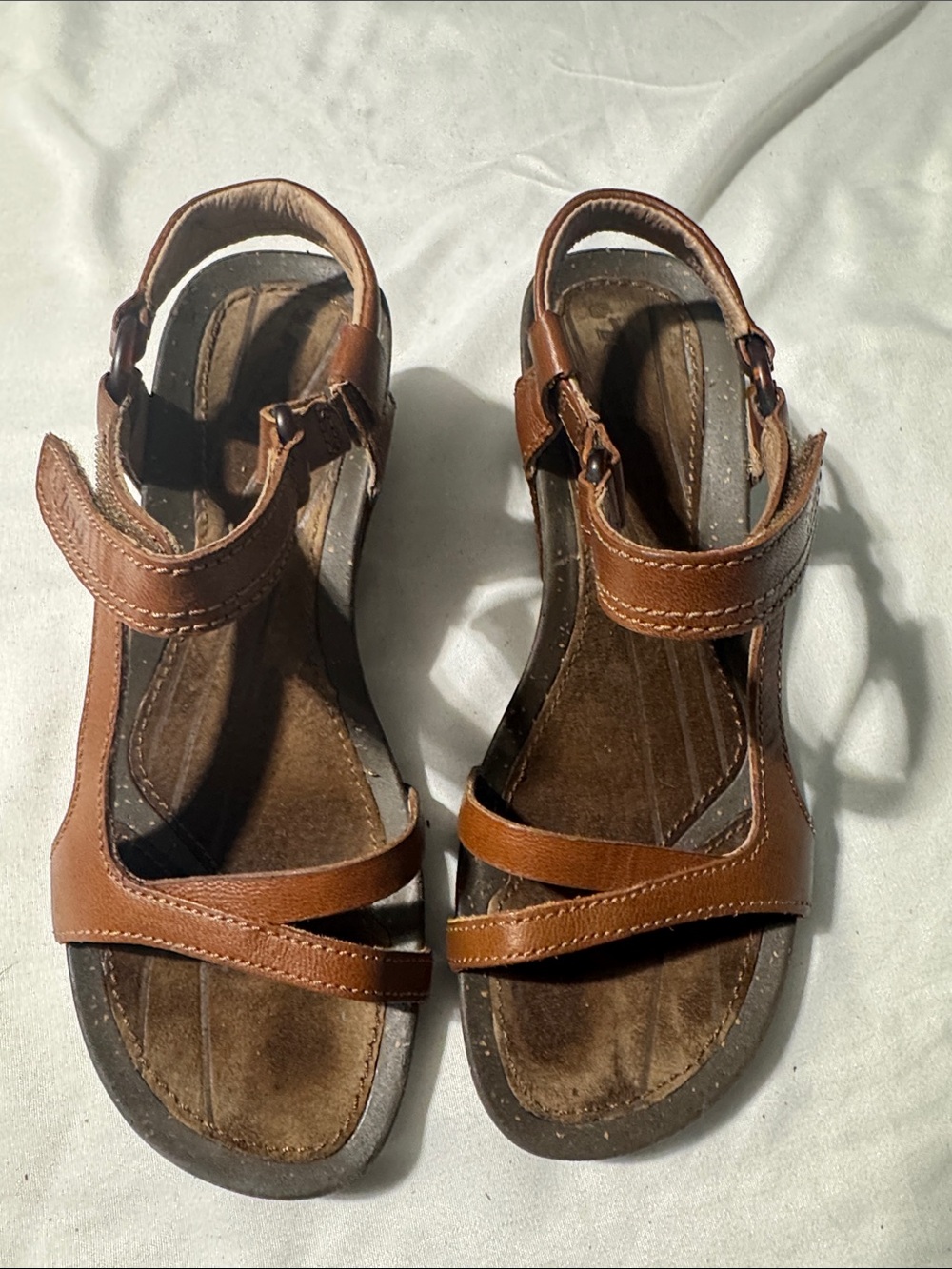 Teva Cabrillo Leather Wedge Sandals US 6 Brown Strappy Boho Casual Comfort